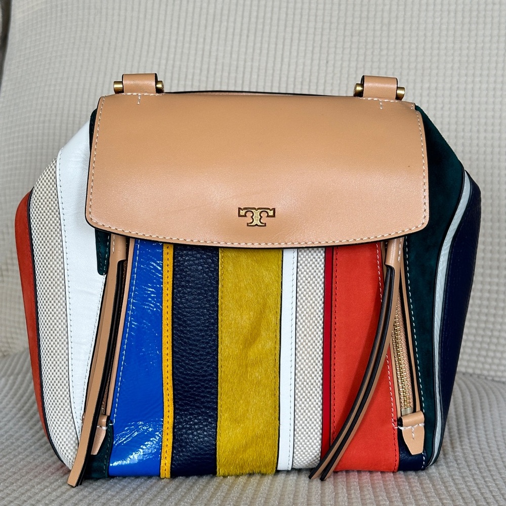 Tory Burch Half Moon Balloon Stripe Satchel Crossbody
